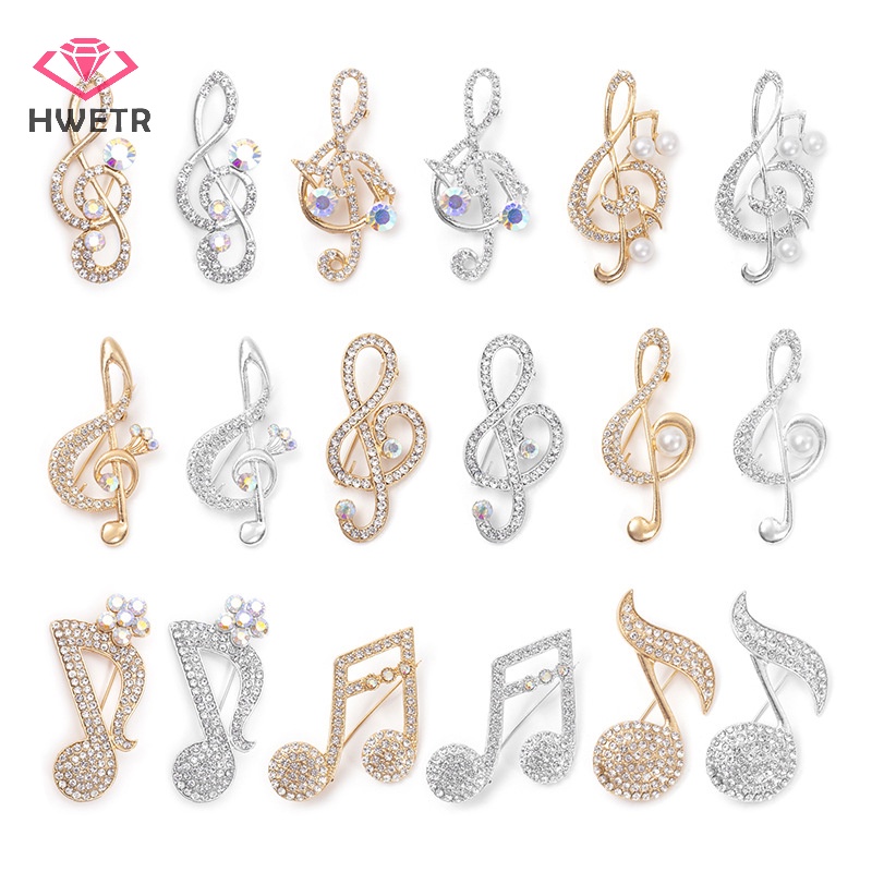 Ghim Cài Áo Hình Nốt Nhạc Đính Đá Thời Trang Cho Nữ Mới