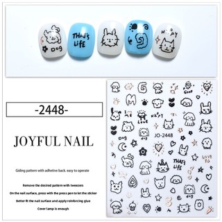 Sticker Dán Móng Tay Hình Thỏ poodle Dễ Thương