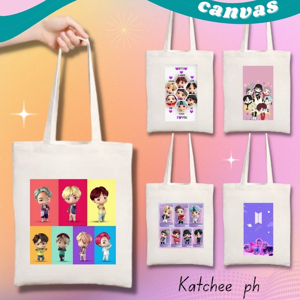 Túi Tote Katsa Canvas Chất Lượng Cao BT21 V Jungkook Jimin J Hope RM Jin Suga / Túi Sinh Thái Hàn Qu