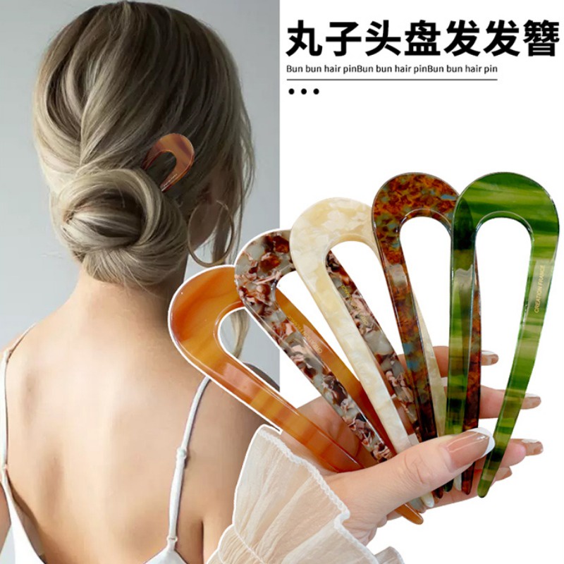 Acetate Kẹp Tóc Hình Chữ u Đơn Giản Thời Trang Hàn Quốc