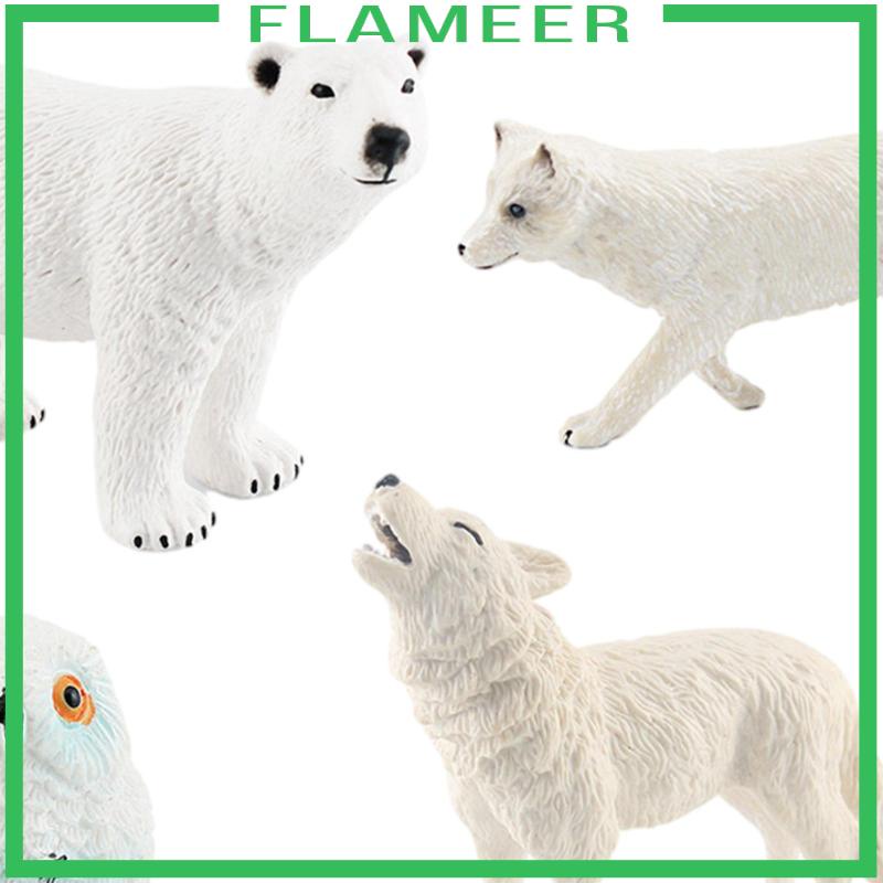 Bộ 7 Mô Hình Động Vật Bắc Cực Kèm Gấu Bắc Cực Thỏ igloo Thú Nhồi Bông Mùa Đông Thủ Công Trang Trí Nhà Cửa