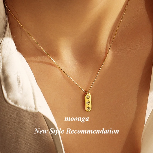 Mocouga / Dây Chuyền Đính Đá zircon Hình Vuông Phong Cách Âu Mỹ Tối Giản Cho Nữ