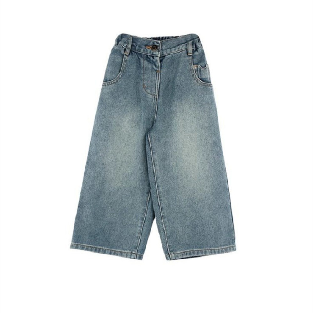 Quần denim Ống Rộng Lưng Thun Dễ Thương Thời Trang Mùa Hè Cho Bé Gái