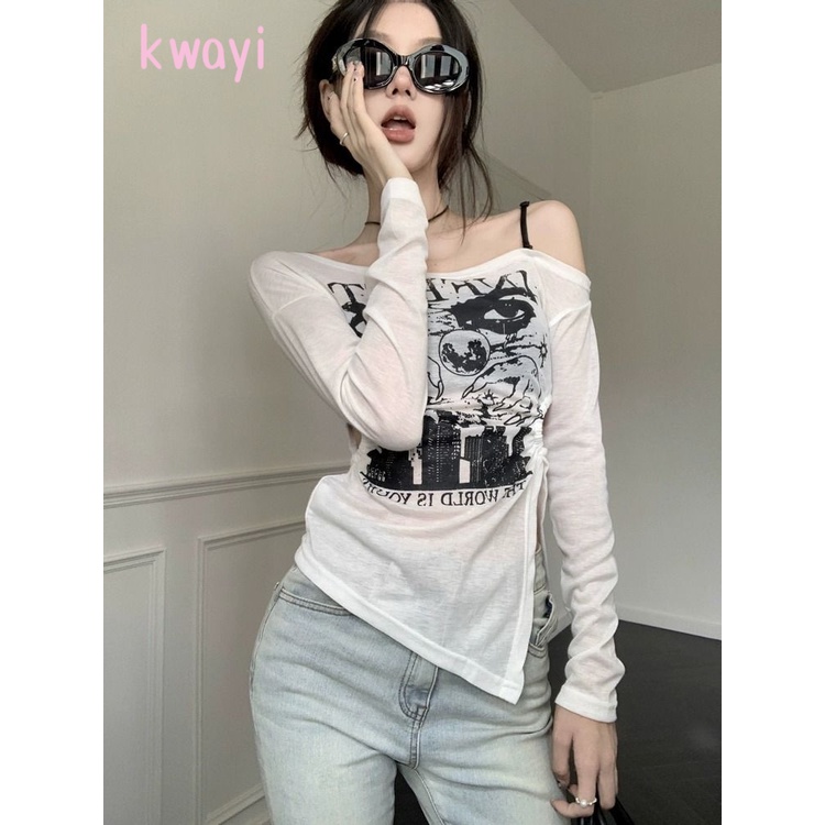Kwayi áo phông áo thun nữ croptop baby tee Thời trang hàn quốc WTX23909I8 37Z230911