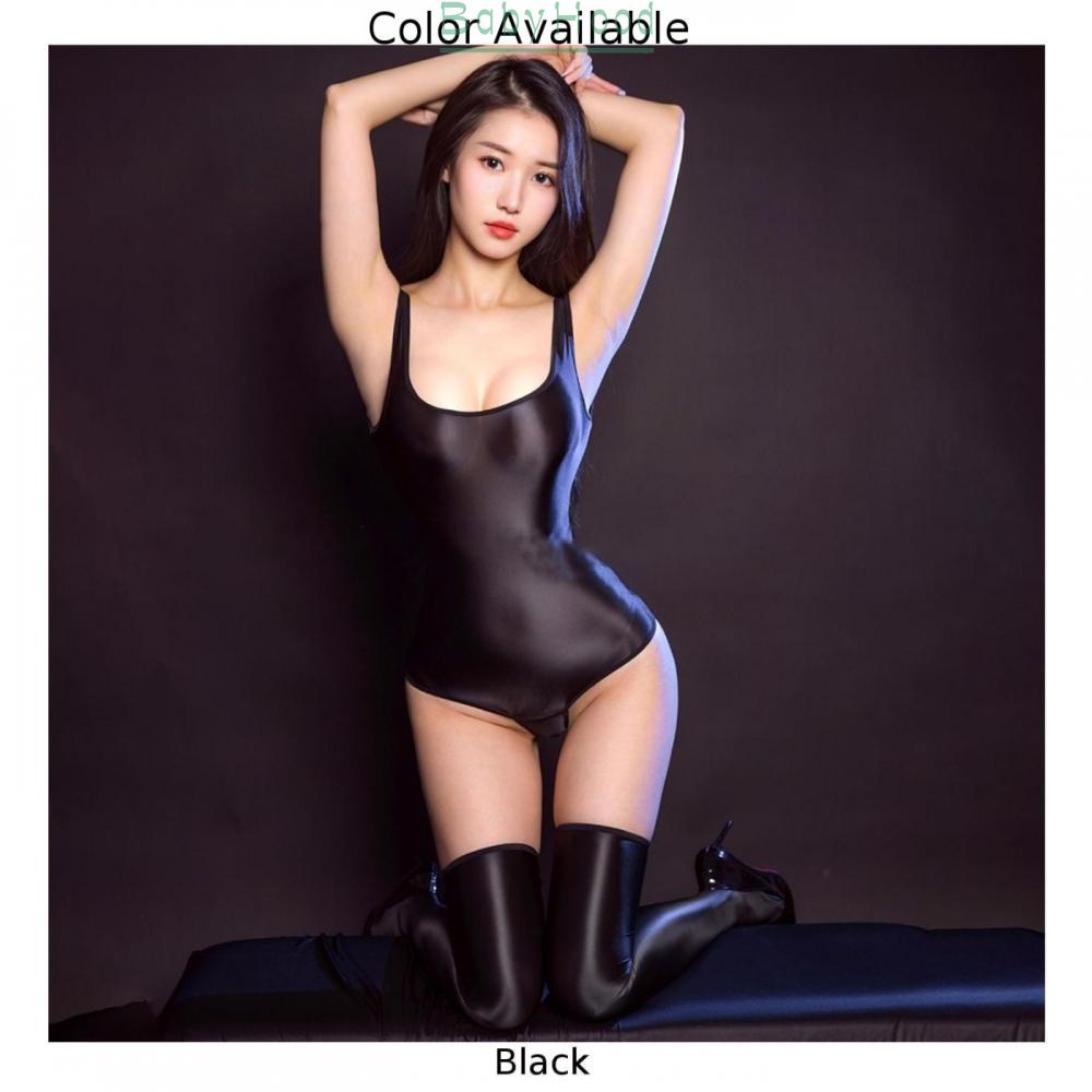 Women Glossy Bodysuit High Cut Leotard Backless Crotchless Lingerie Clubwear#BBHOOD