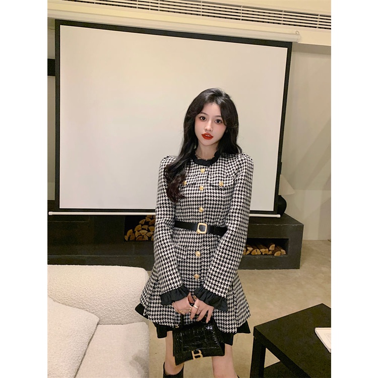 Plus Đầm Ngắn Dáng Ôm Phong Cách Pháp Thời Trang Mùa Thu Cho Nữ