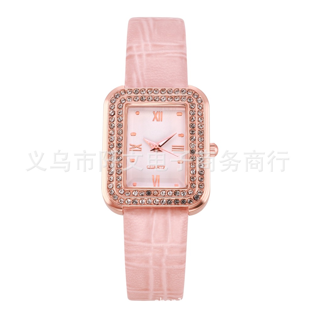 Đồng Hồ Đeo Tay Máy quartz Mặt Vuông Đính Đá Thời Trang Cho Nữ