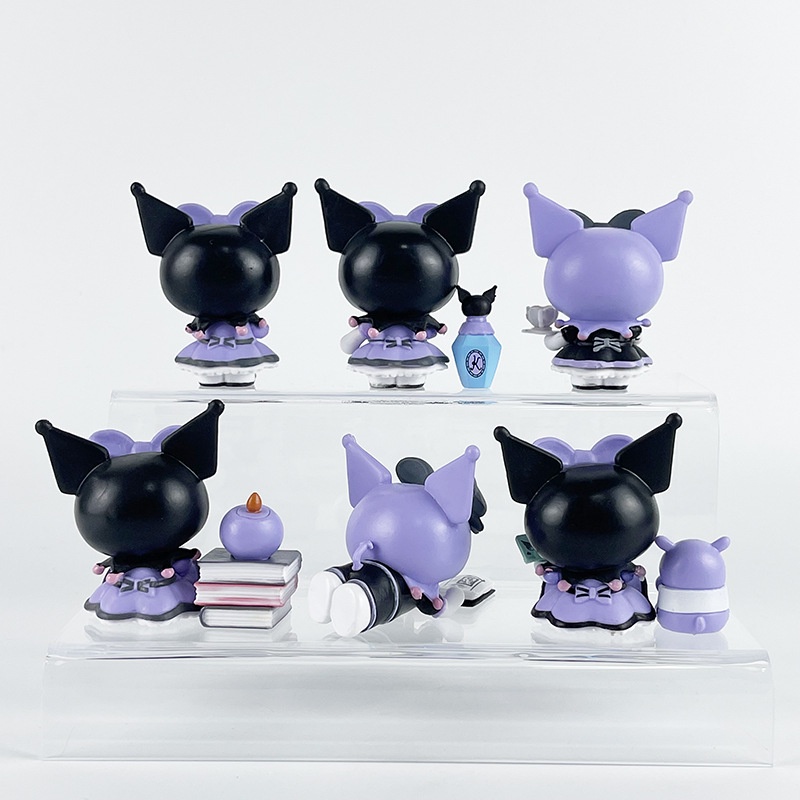 SANRIO Set 6 Mô Hình Đồ Chơi Nhân Vật Hoạt Hình kuromi kuromi q