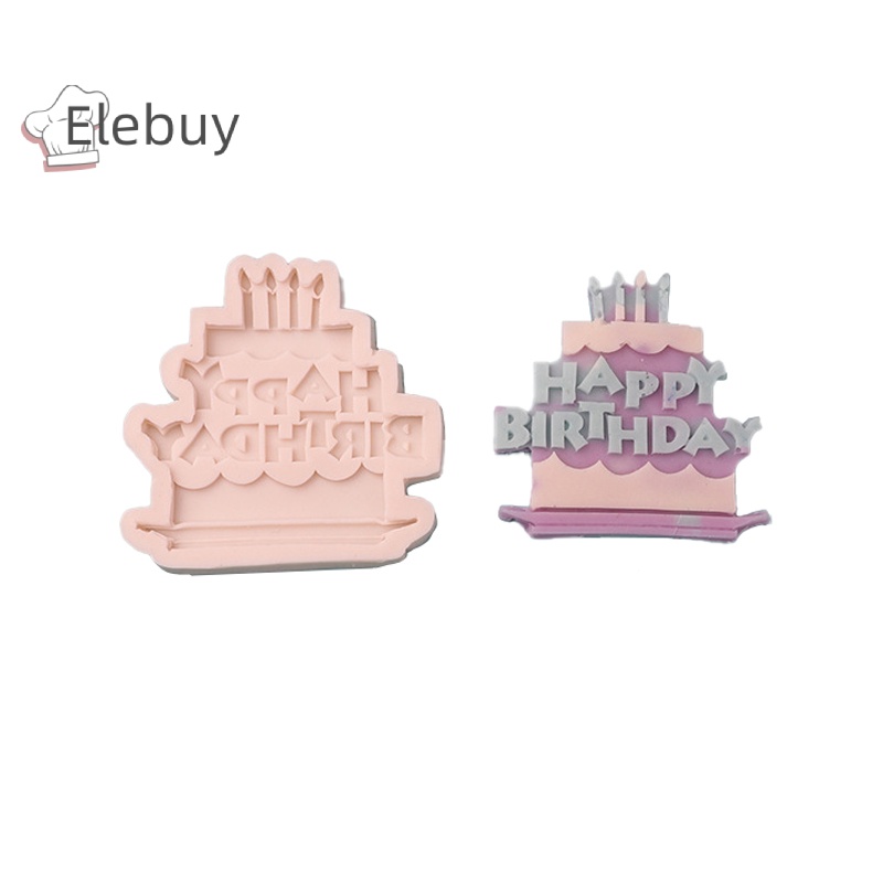 Khuôn silicone ELEBUY tạo hình chữ happy birthday làm kẹo / socola trang trí bánh kem DIY