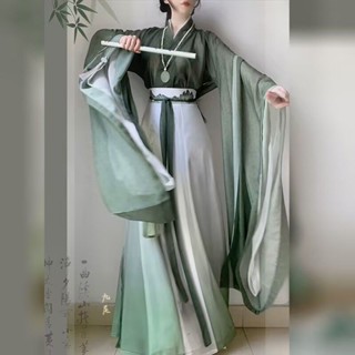 Hoa Ngôn Ngữ Hoa [qingshan] Váy Hán Phục Tay Rộng In Họa Tiết Phong Cách Trung Quốc Cho Nữ Giới#23916