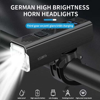 Đèn led Xe Đạp 2000Mah Xoay 360 Độ Chống Thấm Nước Có Thể Sạc Lại Kèm Còi