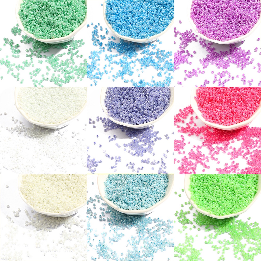 Set 500 / 250 Túi Hạt Thủy Tinh Màu Kem 2mm / 3mm Làm Trang Sức Thủ Công diy