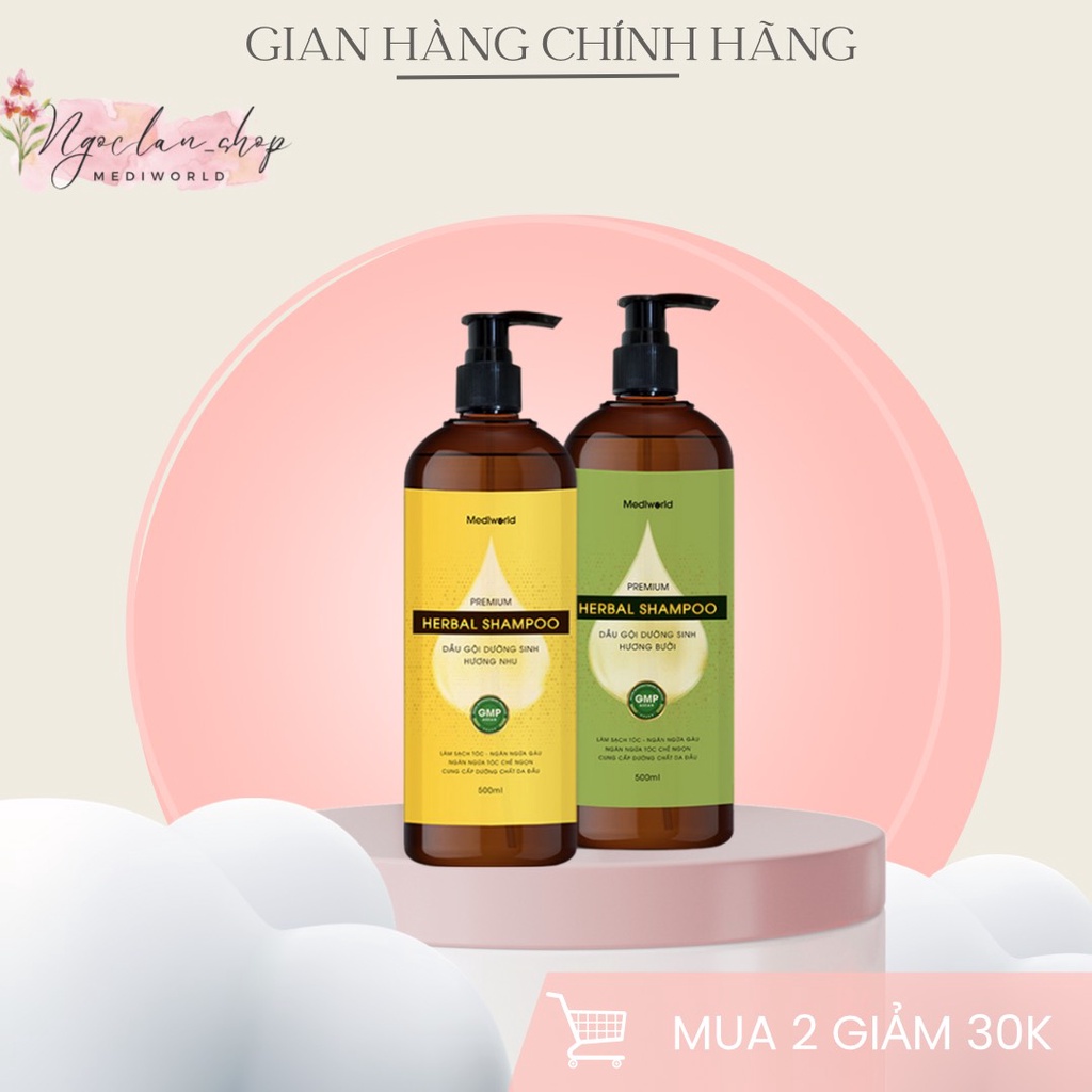 (Tuyển sỉ spa) Dầu gội vỏ bưởi mediworld PREMIUM HERBAL SHAMPOO 500ml/ ngoclan.violet