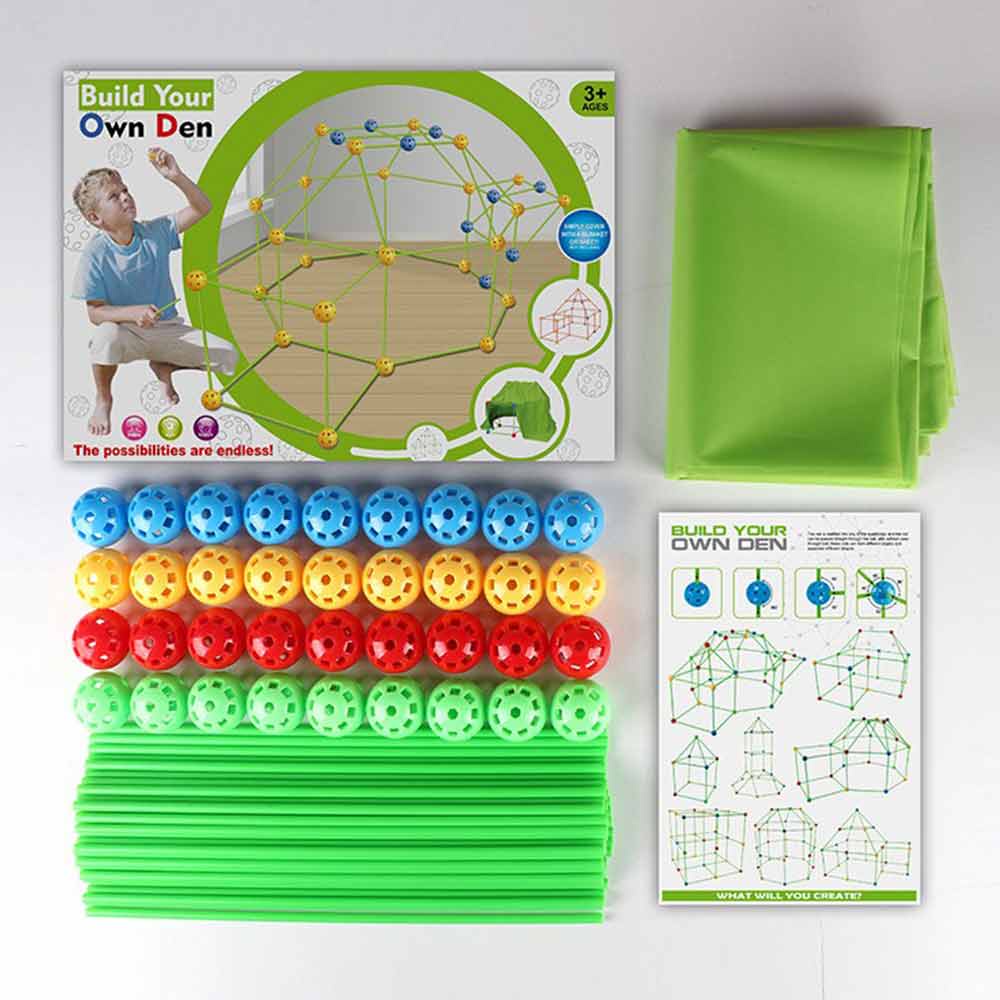 88pcs Construction Fort Building Kit Indoor Outdoor Tunnel Castle Builder