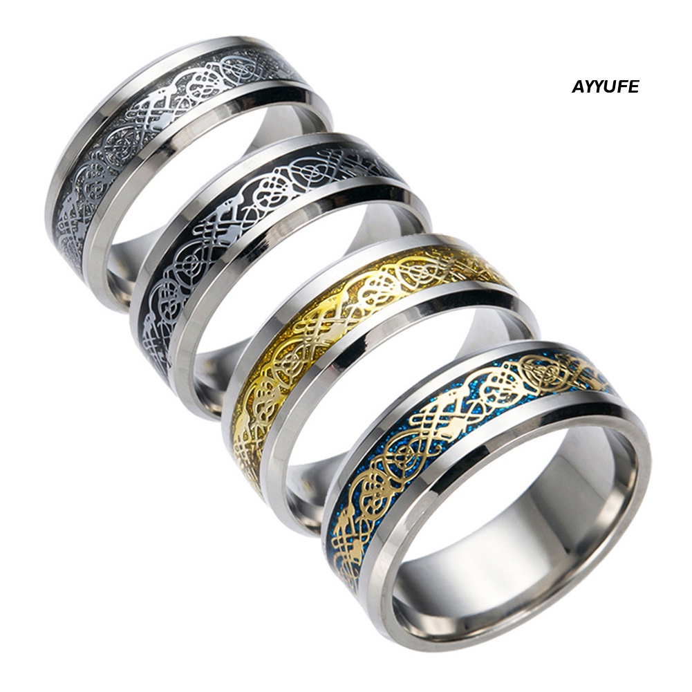 Ayyufe Nhẫn Thép Titan Trơn Phong Cách Cho Nam