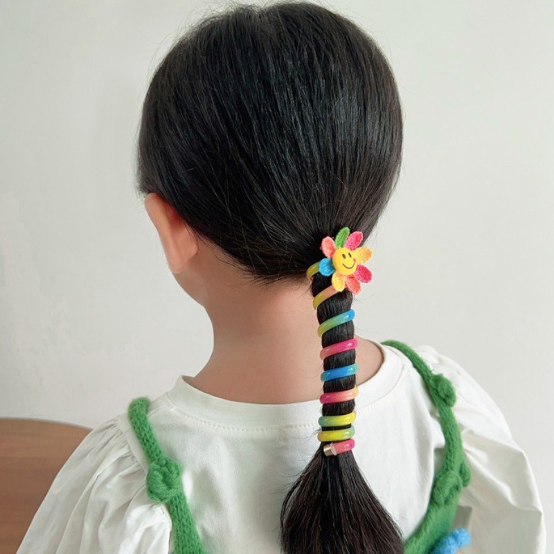 Dây Cột Tóc Dạng Xoắn Lò Xo Thắt Nơ Bằng Cao Su Co Giãn Nhiều Màu Sắc Sáng Tạo Cho Bé Gái Dễ Thương