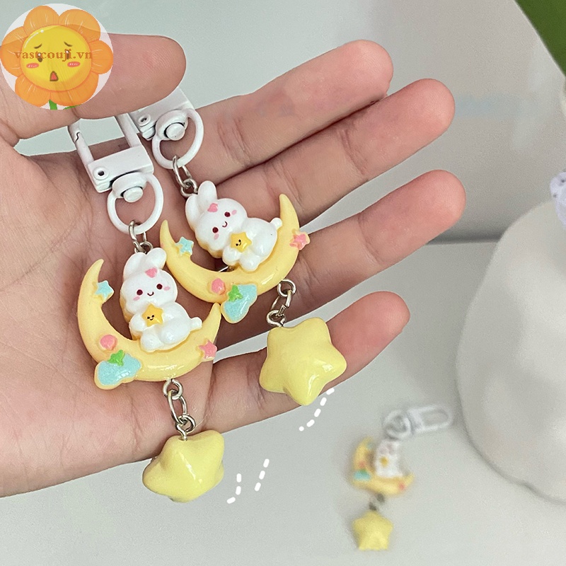 Vastji Móc Khóa Hình Thỏ Mặt Trăng Màu Vàng Kim Thời Trang Ngọt Ngào Cho Nữ vn