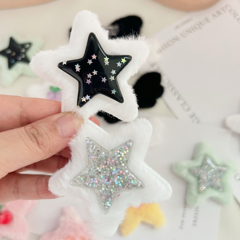 Kẹp Tóc Hình Ngôi Sao Năm Cánh / Kẹp Tóc Lông Nhung Dễ Thương Ngọt Ngào / Kẹp Tóc Mỏ Vịt Đơn Giản /