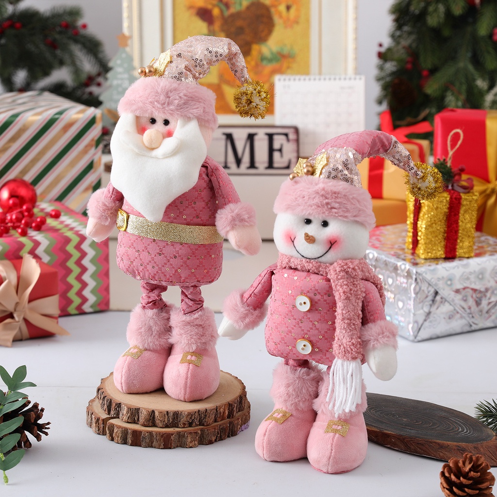 Búp Bê Hình Ông Già Noel Tuần Lộc Chân Dài Đính Kim Sa Lấp Lánh Trang Trí Cửa Sổ
