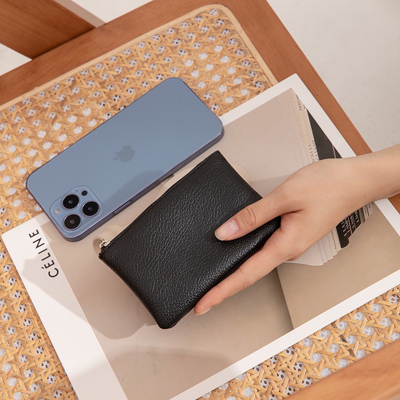 Ví Da Cầm Tay Có Khóa Kéo unisex