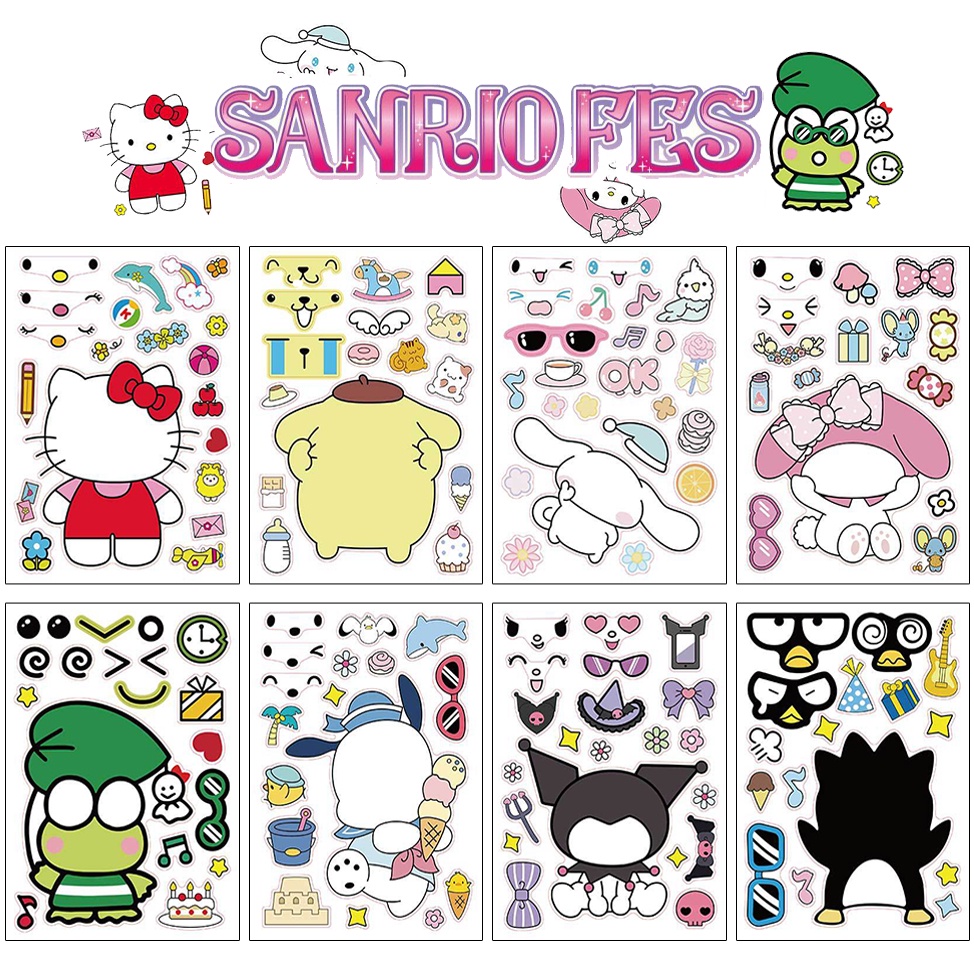 Bộ 8 Miếng Dán Hoạt Hình Sanrio Hello Kitty Cho Bé2304007