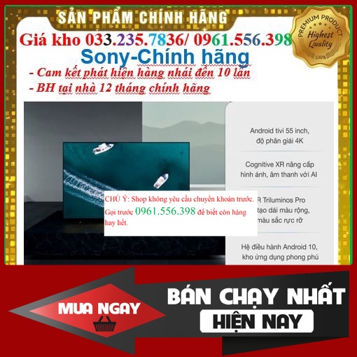 {SALE.} Smart Tivi Sony 55 Inch 4K UHD KD-55X80J &lt; Chính hãng BH:24 tháng tại nhà toàn quốc &gt; - Mới 100%