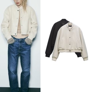 Zara Áo Khoác Bóng Chày Cổ Đứng Dáng Rộng Thời Trang Mùa Thu Cho Nữ 3046272