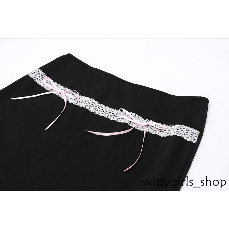 Wittygirls-đầm Ôm Dáng Thắt Nơ Phối Ren Thời Trang Mùa Hè Mới Cho Nữ