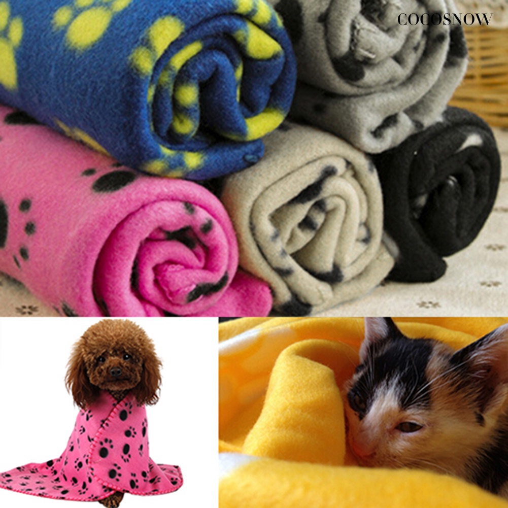 Chăn Giữ Ấm Mùa Đông Bằng Lông Cừu Mềm Mại In Hình Dấu Chân Chó Mèo Cho Thú Cưng