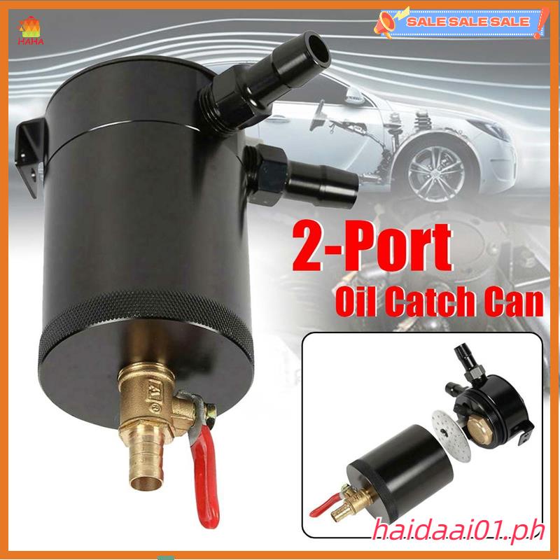 Haodai01.ph * Universal Oil Catch Can Compact Baffled 2 cổng chứa dầu bằng nhôm có van xả Phụ tùng b