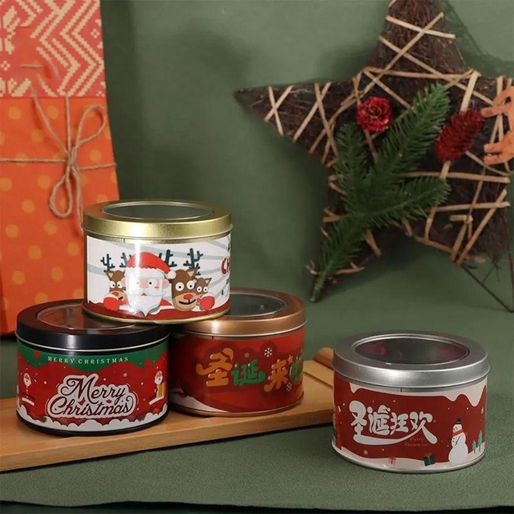UUMIR Hộp Thiếc Đựng Bánh Kẹo Giáng Sinh mini Hình Tròn Bằng Kim Loại Mạ Thiếc