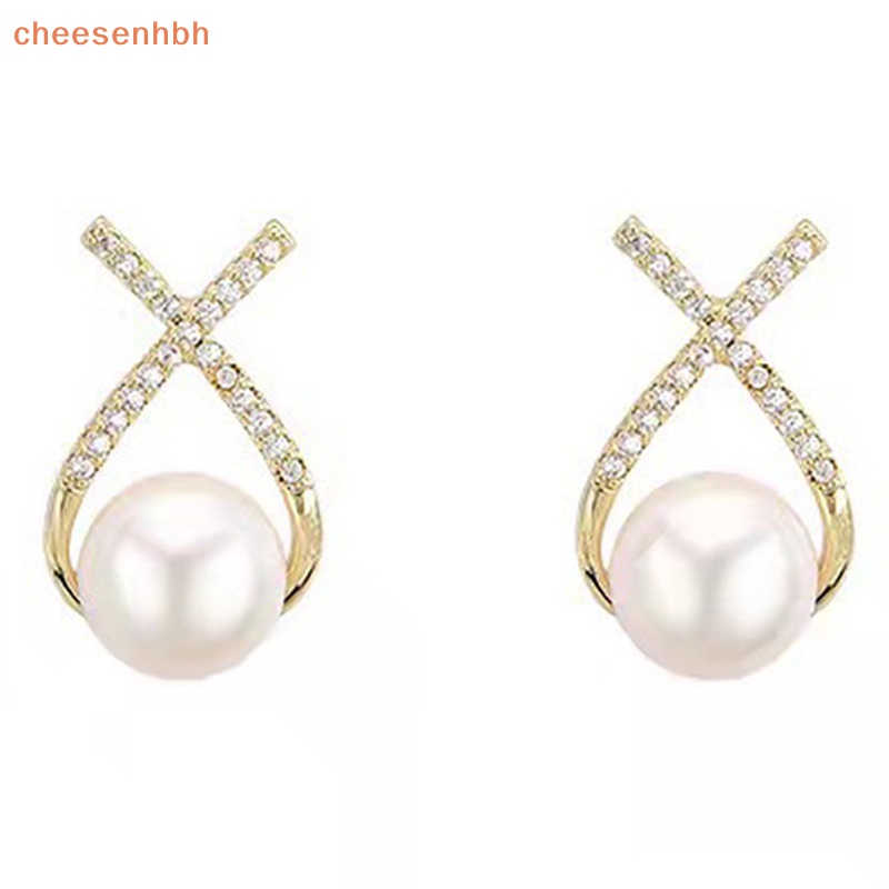 Chehbh 1 Cặp Bông Tai Ngọc Trai Đính Kim Cương Giả Hình Chữ x Sáng Tạo Dễ Thương Cho Nữ vn