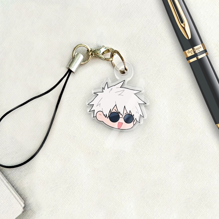 Móc khóa kèm dây treo điện thoại acrylic Itadori Gojo Getou Jujutsu Kaisen anime chibi cute trang trí ba lô cặp sách