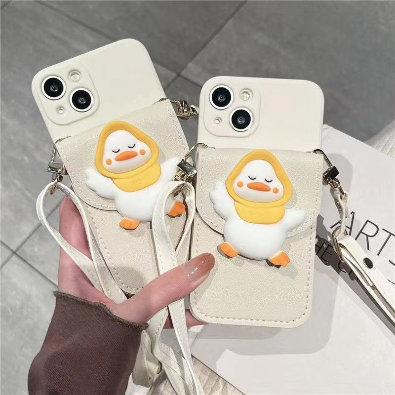 Thời Trang Ốp Điện Thoại Da Kèm Ngăn Đựng Thẻ Và Dây Đeo Cho iphone 15 14 promax 11 13 12 promax x xsmax xr max 7 8 plus