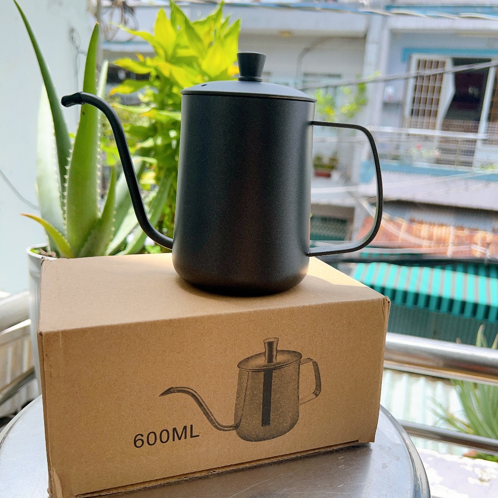 Bình cổ ngỗng pha cà phê ấm cổ ngỗng vòi dài 350-600ml - Ấm đen rót nước cổ ngỗng Thép không gỉ Cao 