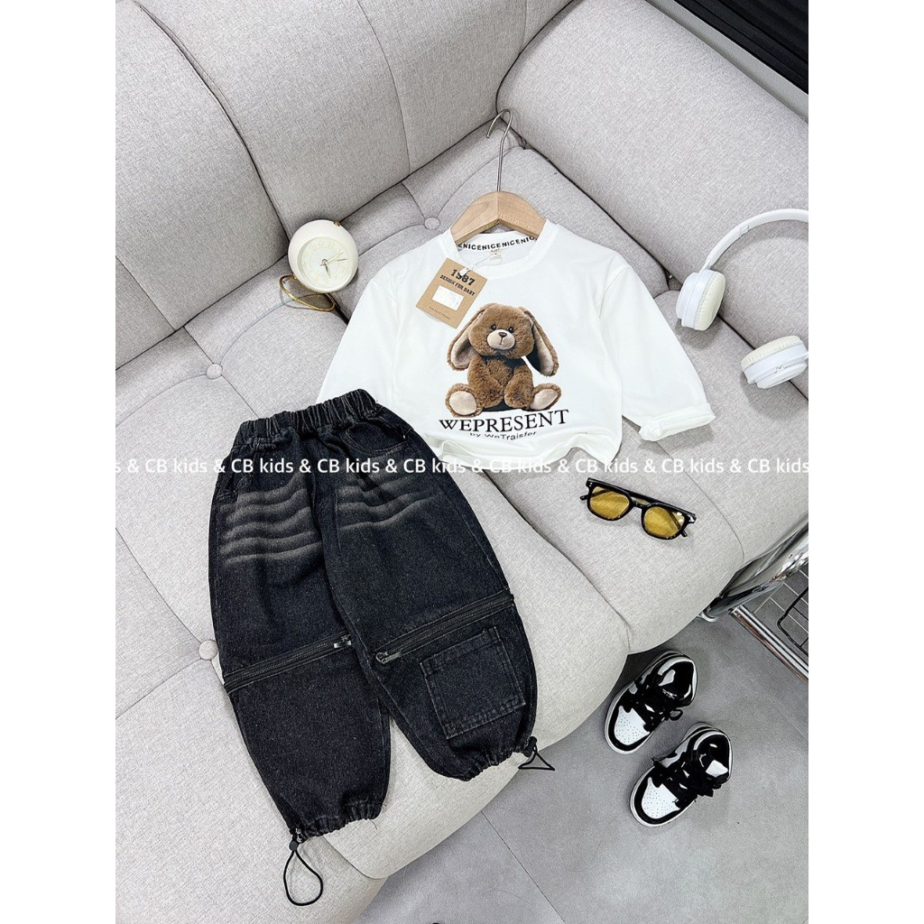 BỘ ÁO TAY DÀI QUẦN JEAN HIP HOP BÉ TRAI 10-30KG