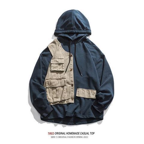 Áo hoodie Rút Dây Màu Sắc Tương Phản Thời Trang Công Sở Cho Nam