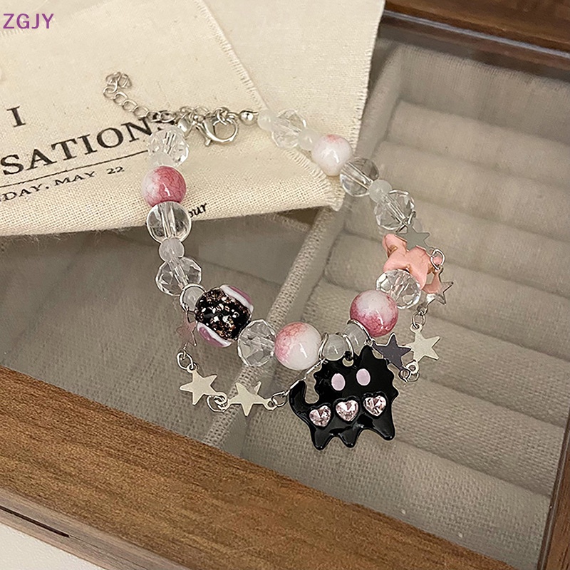 Terokk Vòng Tay Chuỗi Hạt Đính Đá Hình Ngôi Sao Năm Cánh Trái Tim Màu Đen Phong Cách Hàn Quốc Ngọt Ngào Cho Nữ Mới