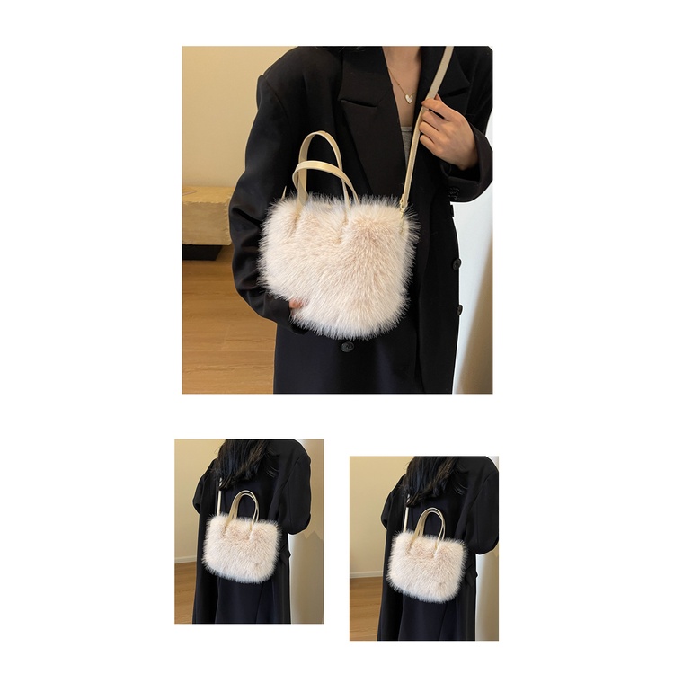 Túi tote Đeo Vai Mùa Thu Đông 2023 Bằng Vải Lông Dễ Thương Kết Cấu Rau Củ Quả