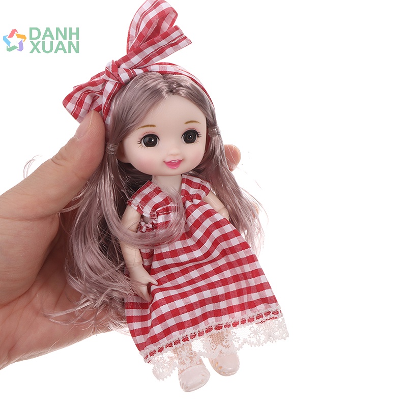 Búp bê bé gái Mini 17 cm mới với 13 khớp di động mắt to 3D cho bé gái tự làm mới