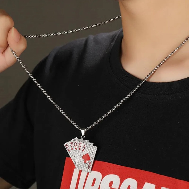 Thời Trang Vòng cổ Mặt Thẻ Bài May Mắn Phong Cách hip hop Cho Nam Và Nữ - HSU