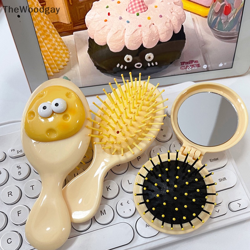 Lược Chải Tóc Túi Khí Mát Xa mini Hình Phô Mai Dễ Thương