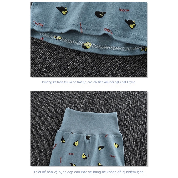 Bộ Đồ Ngủ Vải cotton Lưng Cao Thời Trang Xuân Thu Cho Bé