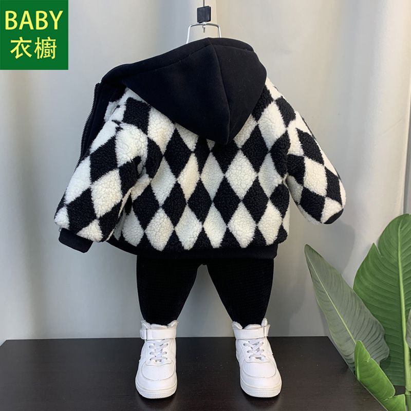 Áo Khoác Lông Cừu Lót cotton Dày Dặn Phong Cách Hàn Quốc Thời Trang Mùa Đông Hàng Mới 2023 Dành Cho Bé Trai