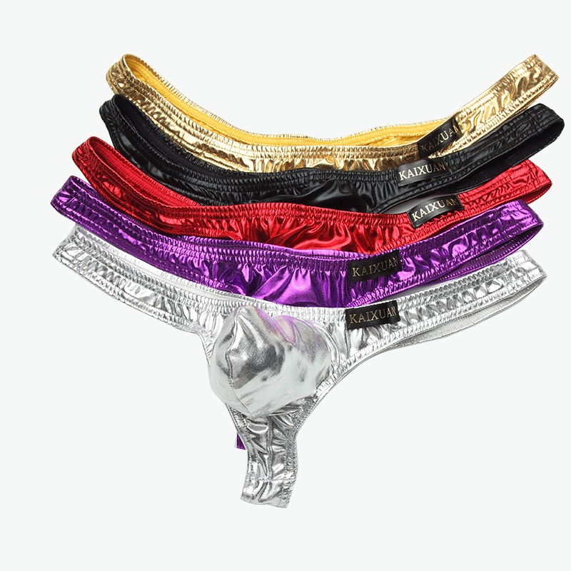 Quần Lót Lưng Thấp Chất Liệu Giả Da Màu Trơn Quyến Rũ Cho Nam 1045-dk