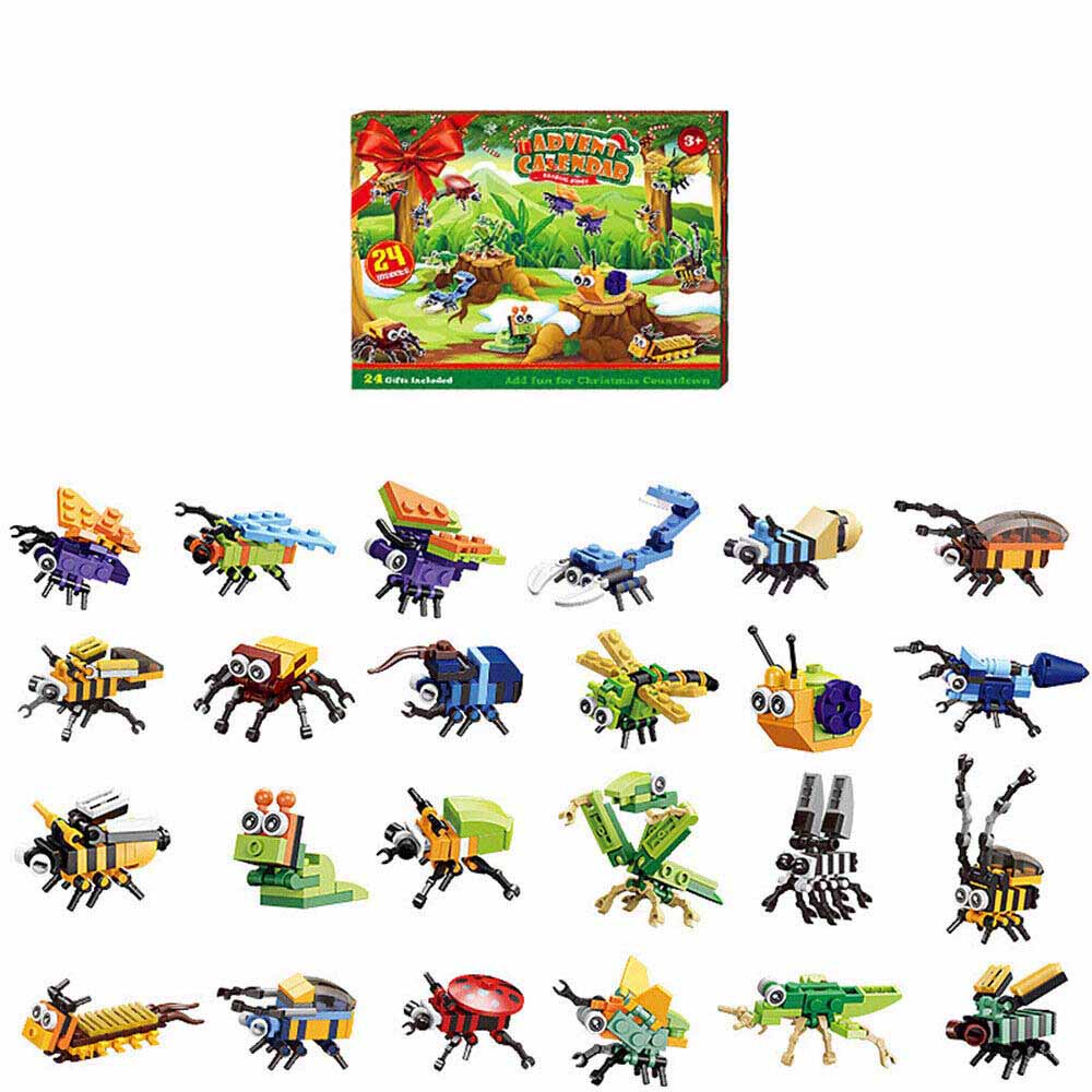 24 Days Christmas Advent Calendar Insect Building Blocks Kids Xmas Toys Gift New