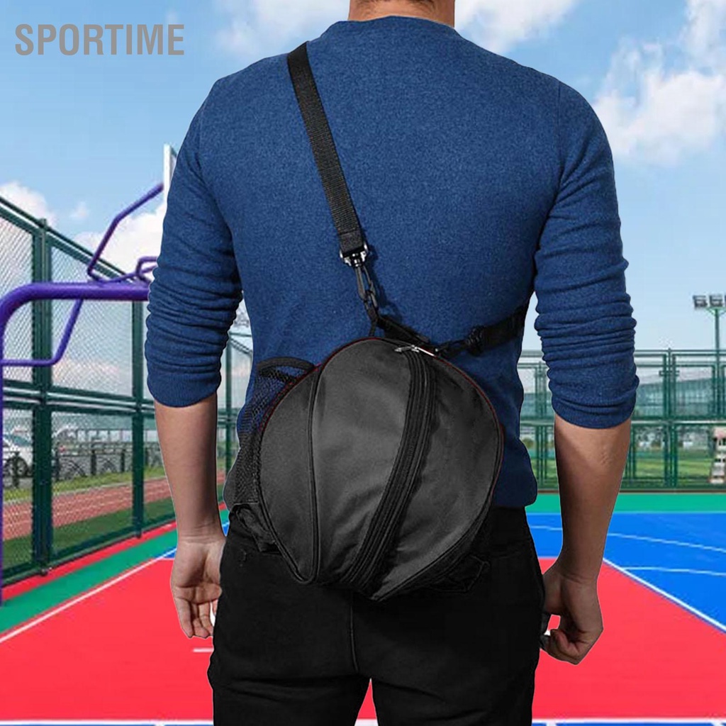 Sportime Túi đeo vai bóng rổ đựng dây kéo đôi Thể thao ngoài trời chuyền đá