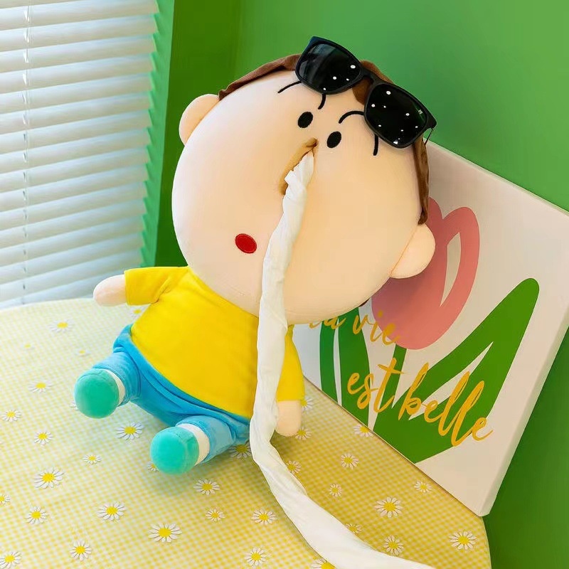 Búp bê nhồi bông Hộp Khăn Giấy Hình Cậu Bé Bút Chì Nhồi Bông Đáng Yêu