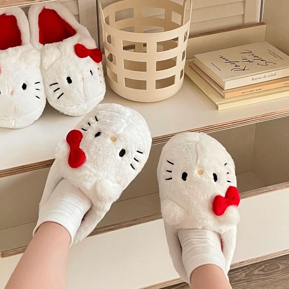 Dép Bông Đi Trong Nhà Hình Mèo kitty Mềm Mại Chống Trượt