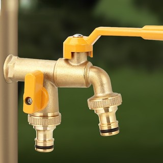 Vòi Nước 1 Đầu Vào 2 Đầu Ra Bằng Đồng Thau Cho Vườn Nhà